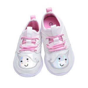 Cutee Pink & White Happy Whale Sneakers Shoes Size 5 To 10 Size Fit True To Size